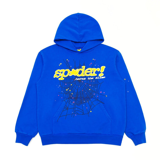 Elevate Your Style with the Sp5der Blue TC Hoodie!