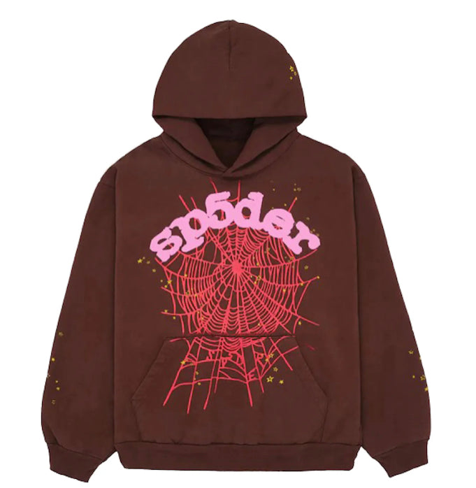 Stylish Brown Sp5der Web Hoodie