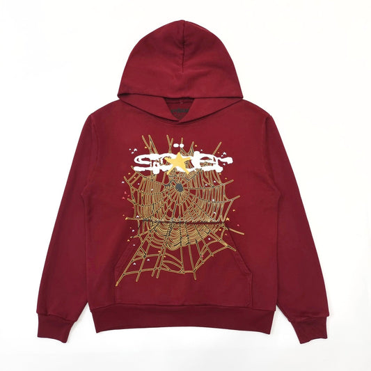 Stylish Maroon Sp5der Logo Hoodie