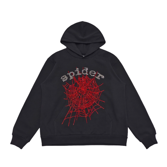 Ultimate Black Rhinestone Logo Hoodie by Sp5der