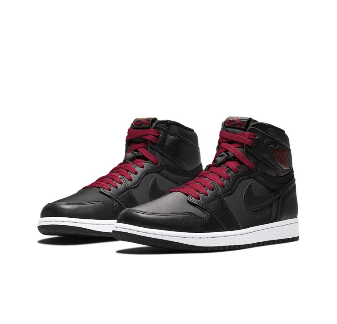 Jordan 1 Retro High - Black Satin with Gym Red Accents