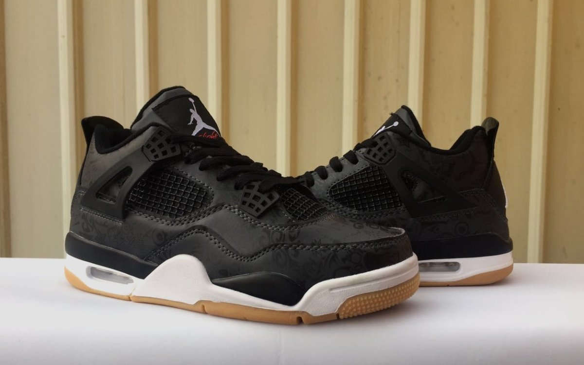 Jordan 4 Laser Edition in Striking Black with Gum Sole