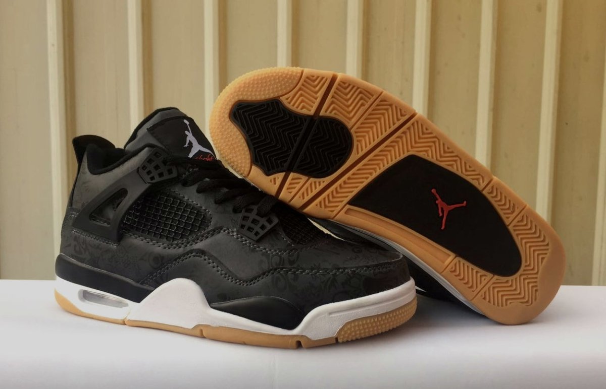 Jordan 4 Laser Edition in Striking Black with Gum Sole