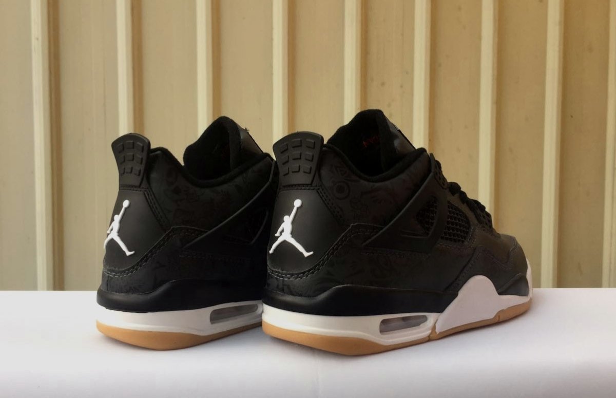 Jordan 4 Laser Edition in Striking Black with Gum Sole